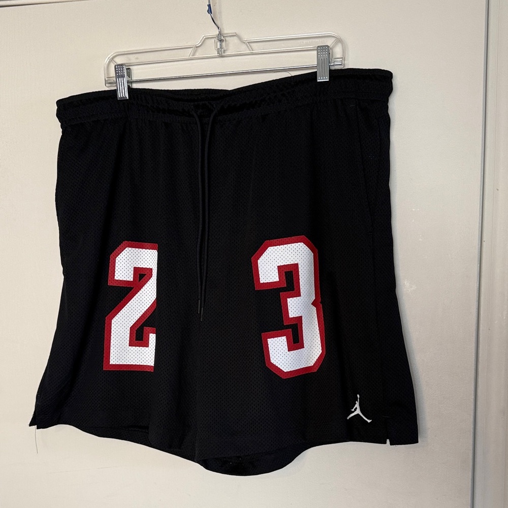 Jordan Black Athletic Shorts with Red and White Number Accents